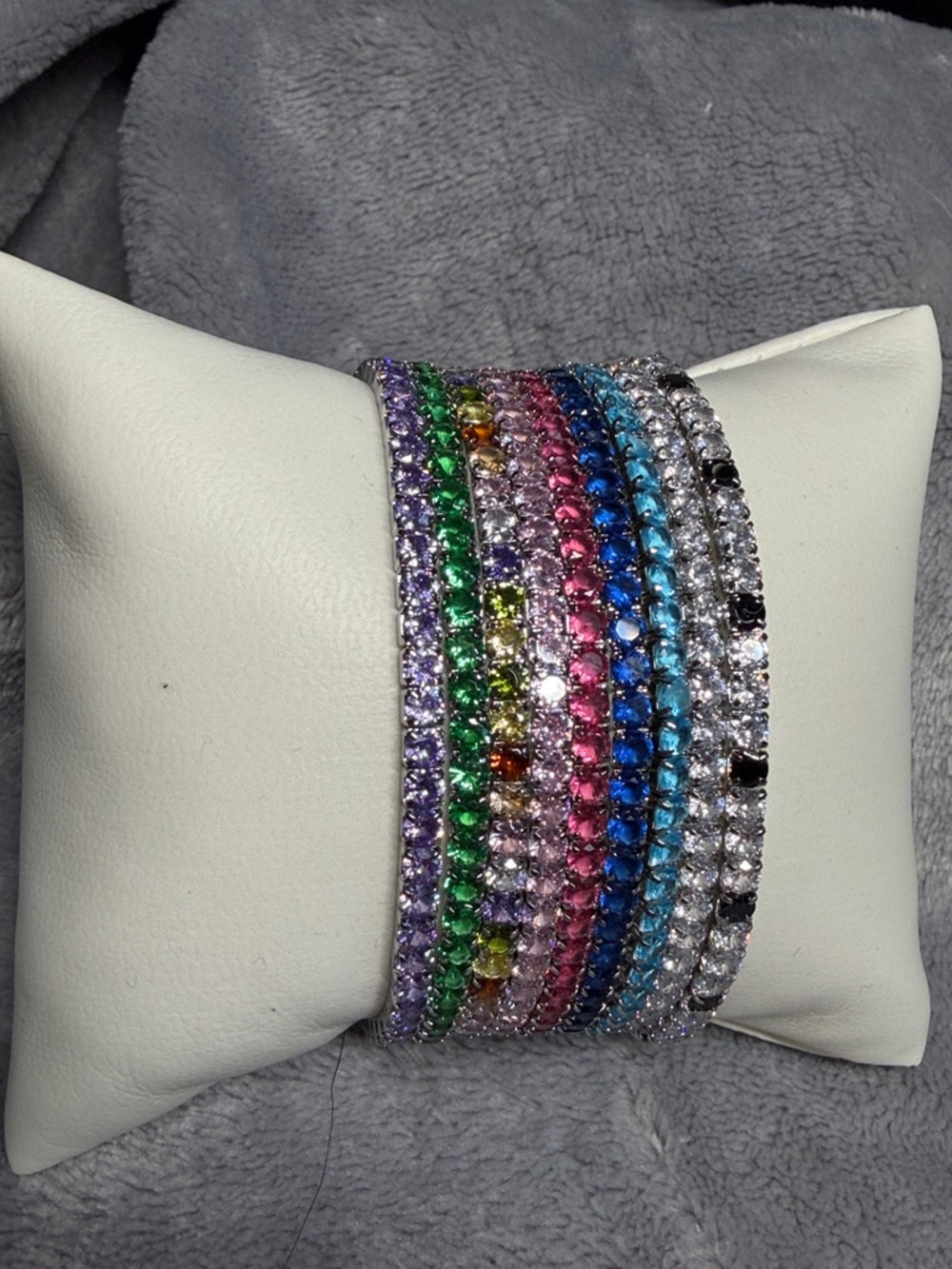 Stainless Steel Stretchy Silver Tone Tennis Bracelet - Picture 4 of 4
